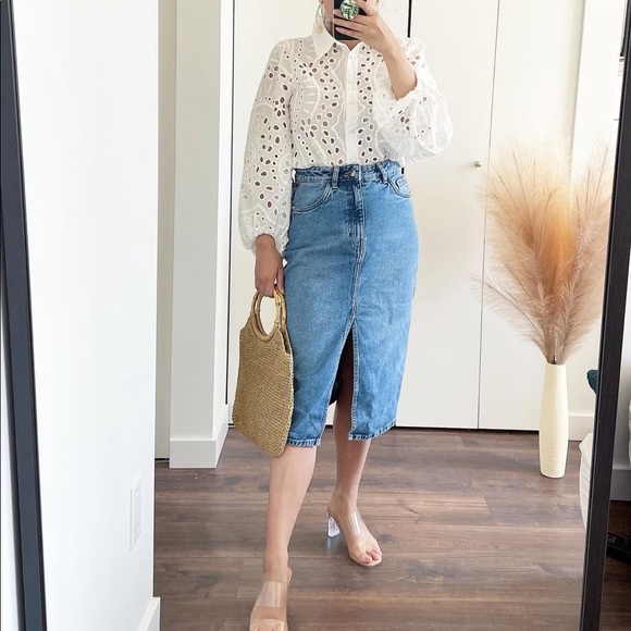 Zara TRF Midi Denim Skirt S - Picture 3 of 7